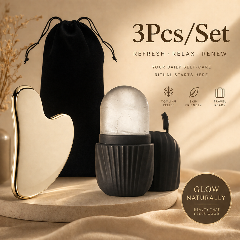 3 pc Ice Roller and Gua Sha Glow up tools